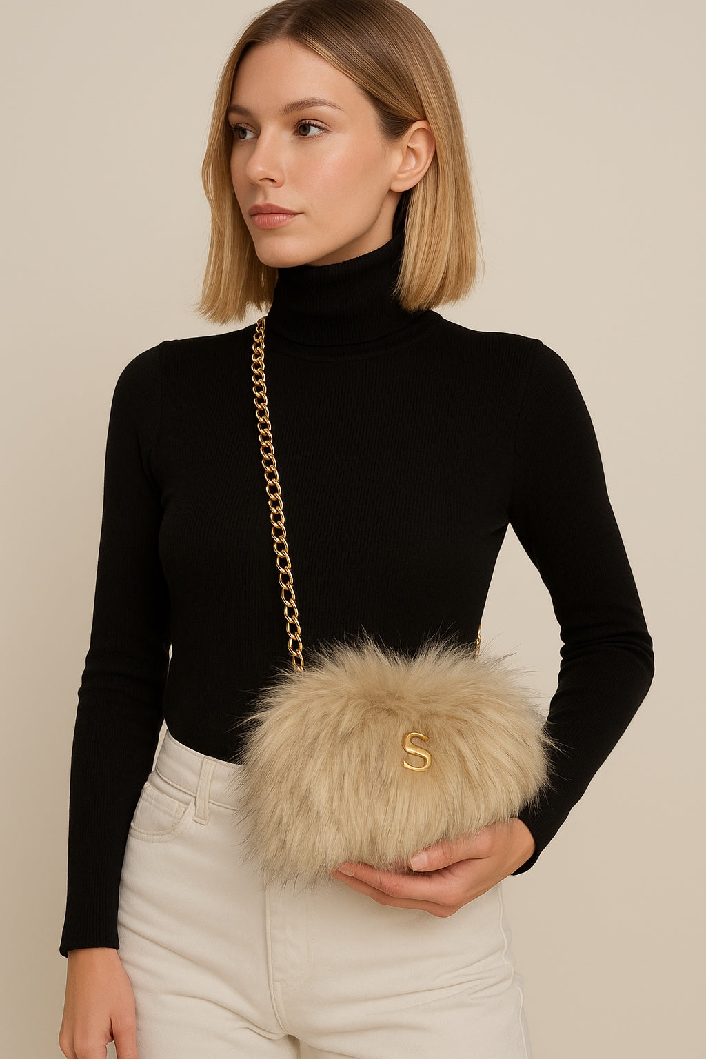 ZOUZOU MINI BUCKET FUR BEIGE