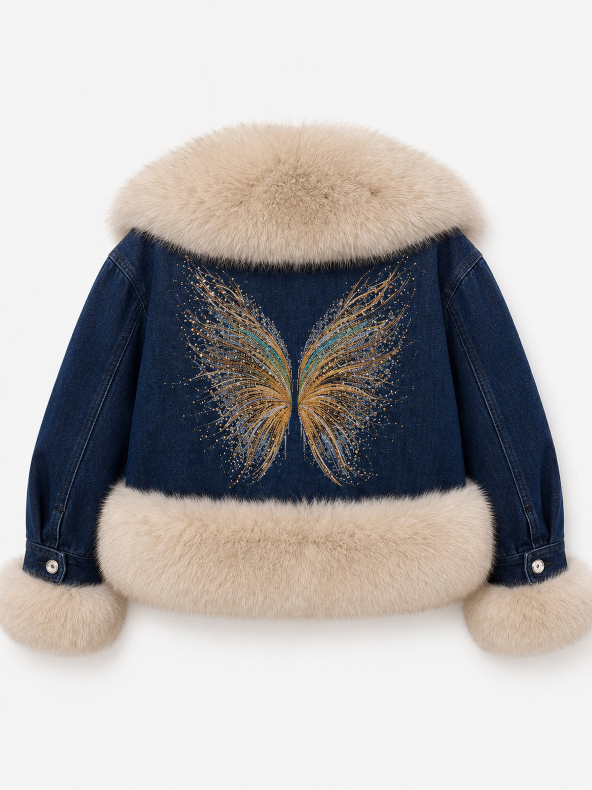 FUR JACKET REBEL – Denim Jacke mit abnehmbarem Kunstfell